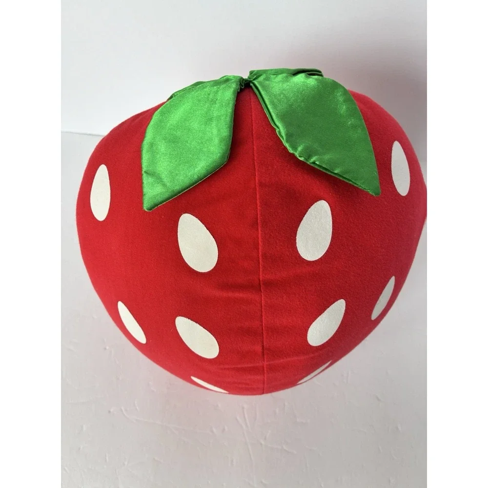 Sonoma Red Strawberry Shaped Throw Pillow Plush Maximalist Home Decor Satin Top